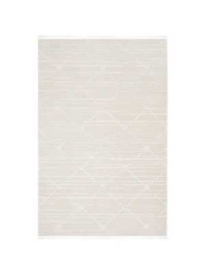 Cool Halı Nevada 2509 Krem Kabartmalı Halı Yumuşak Saçaklı Modern Ev Oda Salon Oturma Odası Yatak Odası Halısı