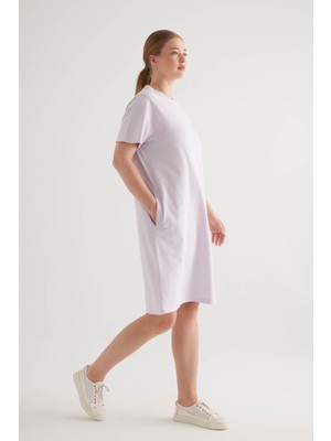 Kadın Plus Size Pamuklu Pique Cepli Kısa Kollu Elbise