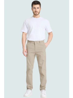 Erkek Günlük Kullanım Için Straight Kalıp Chino Pantolon Esnek Gabardin Kumaş Modern Tasarım