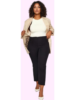 Kadın Dokuma Pantolon Yüksek Bel Fermuarlı Ofis Şıklığı Günlük Kullanım Yaz Aylarının Vazgeçilmezi