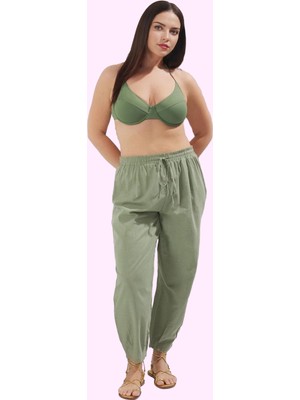 Kadın Pamuk Şalvar Pantolon Rahat Kesim Yüksek Bel Yazlık Plaj Günlük Kullanım Özel Günler