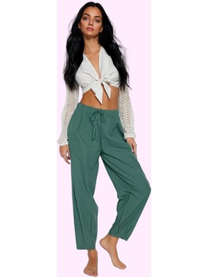 Kadın Pamuklu Dokuma Pantolon Yazlık Şalvar Kesim Rahat ve Şık Günlük Kullanım Özel Günler