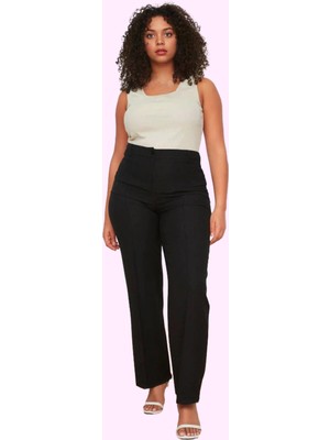 Kadın Düz Desen Nervür Dikişli Geniş Paça Pantolon Ofis Şıklığı Yaz Aylarının Vazgeçilmezi