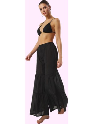 Kadın Pamuk Uzun Boy Plaj Pantolonu Rahat Vual Dokuma Günlük Kullanım Yaz Aylarının Vazgeçilmezi