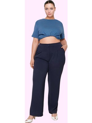 Kadın Geniş Paça Pileli Pantolon Yüksek Bel Fermuarlı Dokuma Kumaş Yaz Aylarının Vazgeçilmezi