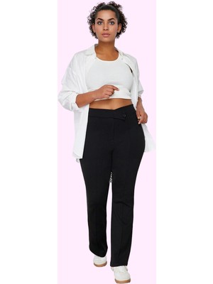 Kadın Düz Desen Regular Pantolon Yüksek Bel Pamuk Günlük Kullanım Yaz Aylarının Vazgeçilmezi