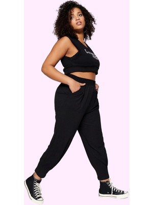 Kadın Büyük Beden Örme Pantolon Yüksek Bel Havuç Kalıp Regular Boy Yaz Aylarının Vazgeçilmezi