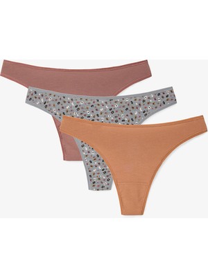 Leopar Desenli Düşük Bel 3'lü Tanga Külot