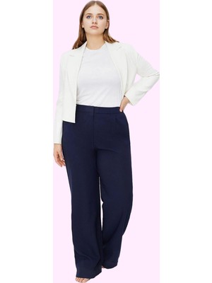 Kadın Yüksek Bel Geniş Paça Pantolon Polyester Elastan Ofis Şıklığı Yaz Aylarının Vazgeçilmezi