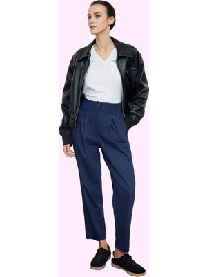 Kadın Pamuklu Rahat Havuç Pantolon Gabardin Dokuma Günlük Stil Hafta Sonu Kaliteli Malzeme