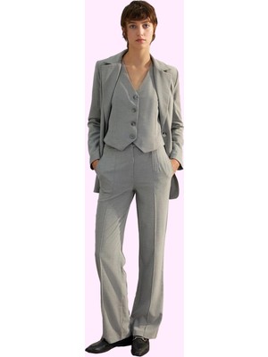 Kadın Dokuma Pantolon Yüksek Bel Geniş Paça Straight Ofis Şıklığı Yaz Aylarının Vazgeçilmezi