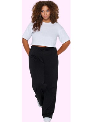 Kadın Wide Leg Pantolon Yüksek Bel Örme Kumaş Günlük Hafta Sonu Yaz Aylarının Vazgeçilmezi