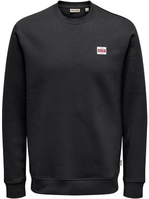 Only&Sons ONSDAWSON REG CREW VD Siyah Erkek Sweatshirt