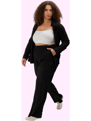 Kadın Straight Kalıp Büyük Beden Pantolon Polyester Rahat Günlük Yaz Aylarının Vazgeçilmezi