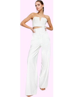 Kadın Şık Pantolon Geniş Paça Yüksek Bel Polyester Karışımlı Kumaş Yaz Aylarının Vazgeçilmezi