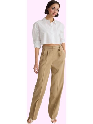 Kadın Straight Pantolon Yüksek Bel Geniş Paça Rahat ve Şık Iş Pantolonu Yaz Aylarının Vazgeçilmezi