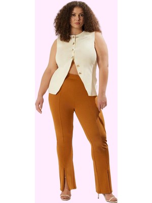 Kadın Yüksek Bel Örme Pantolon Ispanyol Paça Günlük Şıklık Hafta Sonu Yaz Aylarının Vazgeçilmezi
