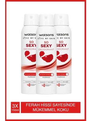 Watsons So Sexy Deodorant Deodorant Sprey Pudrasız 3x150ml