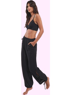 Kadın Müslin Pantolon; Pamuk Bağlama Detaylı Boru Paça Yazlık Rahat Yaz Aylarının Vazgeçilmezi