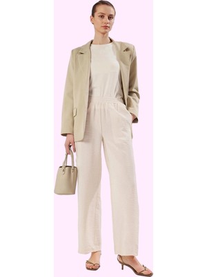 Kadın Regular Dokuma Pantolon Geniş Paça Nefes Alabilir Kumaş Günlük Kullanım Modern Tasarım