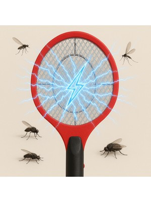Elektrikli Bas-Çek Düğmeli Taşınabilir Sinek Öldürücü Tenis Raketi 50CM x 20CM Şarjlı Dekoratif Yatak Odası, Çocuk Odası, Bebek Odası Sinek Kovucu Dahili Fişli Sc-18