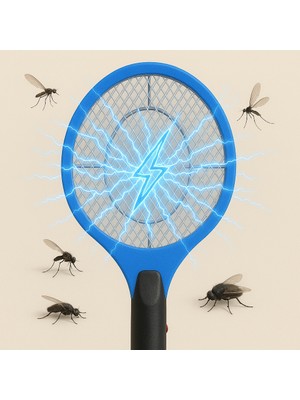 Elektrikli Bas-Çek Düğmeli Taşınabilir Sinek Öldürücü Tenis Raketi 50CM x 20CM Şarjlı Dekoratif Yatak Odası, Çocuk Odası, Bebek Odası Sinek Kovucu Dahili Fişli Sc-18