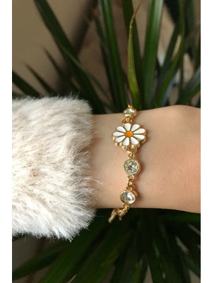 Şık Papatya Zincir Bileklik, Zarif Takı Hediye Alternatifi