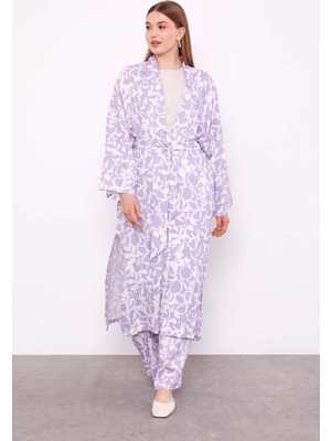 Lila Kimono Pantolon Takım