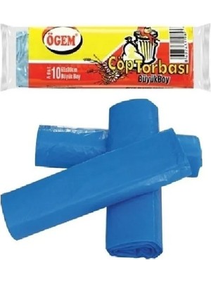 Ögem Büyük Boy Çöp Torbası 65 x 80 cm 10 Lu Rulo x 1 Paket = 10 Adet (Mavi)