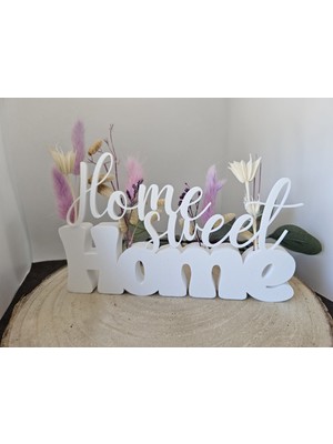 Home Sweet Home Yazılı Dekoratif Biblo ve Masaüstü Dekor 19 cm x 12 cm Boyut