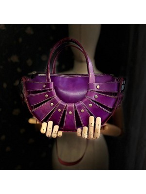 Carıdea El Yapımı Hakiki Deri Bayan Çanta, Clutch, El Omuz Çantası V112