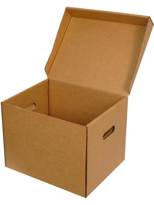 40X33X30CM Kapaklı Saklama Kutusu - Arşiv Kutusu - Arşiv Kolisi - Kraft - Çift Oluklu -5 Adet