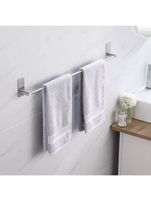 Havluluk Dik Rozetli Yapışkanlı Paslanmaz Çelik Krom Rengi