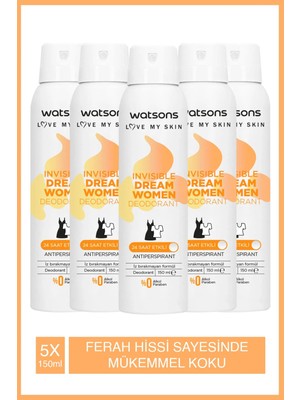 Watsons Invisible Dream Pudralı Deodorant Sprey 5x150ml
