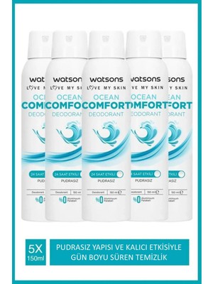 Watsons Ocean Comfort Deodorant Sprey Pudrasız 5x150ml
