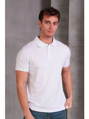 Erkek Slim Fit Pamuklu Yumuşak Doku Nefes Alan Kumaş Yakalı Tişört