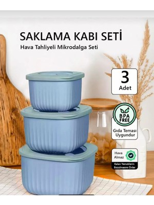 3'lü Line Kare Slikon Kapak Hava Almaz Mikrodalga ve Buzluk Saklama Kabı Seti