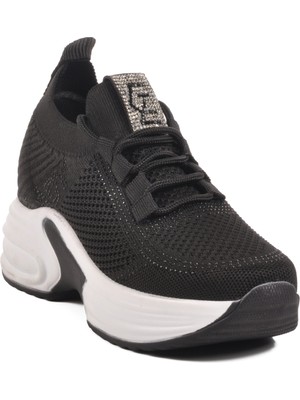 Siyah Fileli Taşlı Kadın Spor Ayakkabı Lady 5002 Z