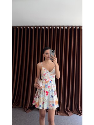 Çoklu Desen Renkli Elbise