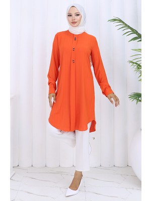 Düğme Detaylı Tunik 5133-02 Oranj