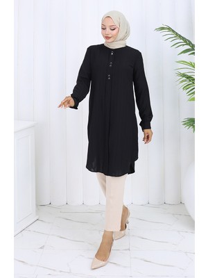 Düğme Detaylı Tunik 5133-07 Siyah
