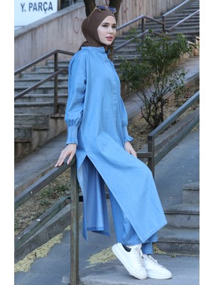 Tensel Kumaş Ikili Takım 260625-02 Mavi