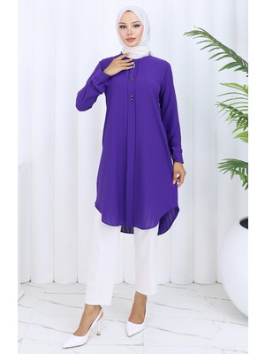 Düğme Detaylı Tunik 5133-05 Mor