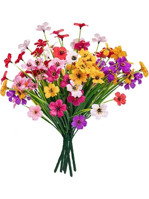 Nettenevime 6'lı Set Yapay Çiçek Sazlı Mine Karışık Renk 5 Dallı 33 cm Dayanıklı Plastik Malzeme