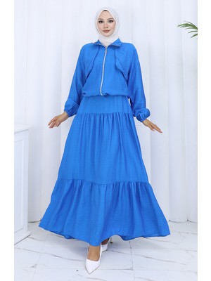 Kolu Lastikli Fermuarlı Ikili Takım 0129-10 Mavi