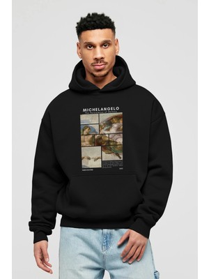Michelangelo Ön Baskılı Hoodie Oversize Kapüşonlu Sweatshirt Erkek Kadın