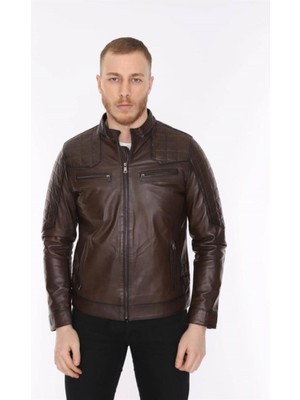 Hakiki Deri Kahverengi Jaune 4 Cepli Erkek Deri Ceket