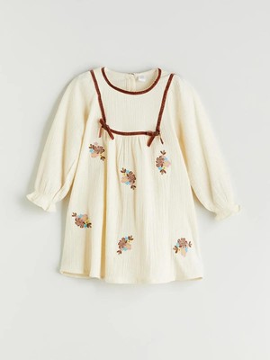 Lcw Kids  Bisiklet Yaka Çiçekli Müslin Kız Çocuk Elbise  (W5)