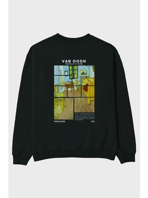 Van Gogh Arka Baskılı Oversize Sweatshirt Erkek Kadın Unisex