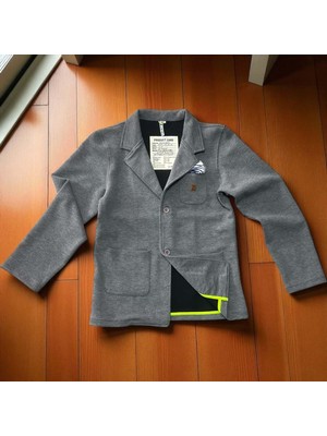 Desenli Dokuma Ceket Gri